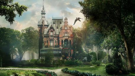 Fantasy manor house wallpaper