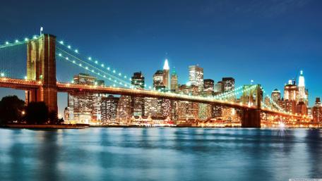 City Lights Reflection in Twilight Sky wallpaper
