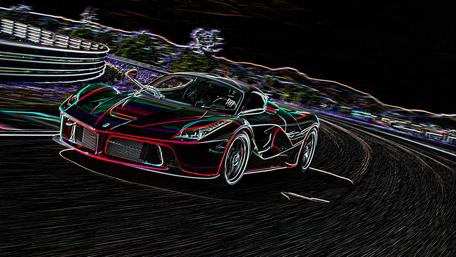Ferrari LaFerrari Neon Race Thrill 4K wallpaper