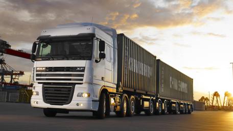 Sleek DAF Truck at Sunset Magic wallpaper