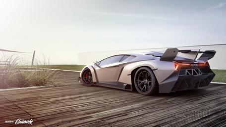 Sleek Lamborghini Aventador in Stunning Outdoor Setting wallpaper