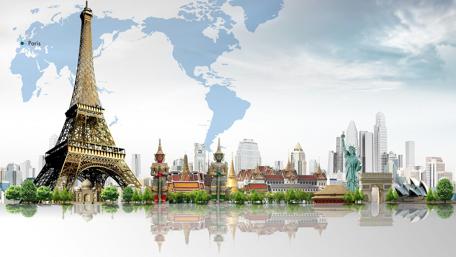 Abstract Wonders of the World in Paris wallpaper