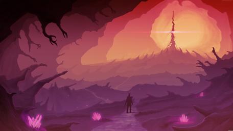 Dreamlike Journey Through an Alien Landscape wallpaper