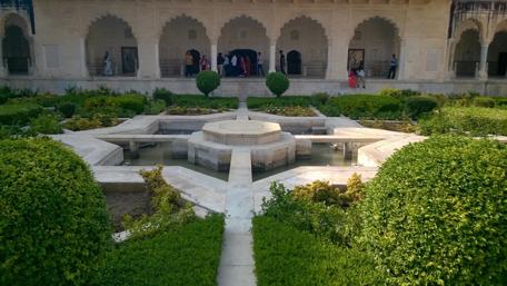 Serene Reflection in a Fort Garden wallpaper