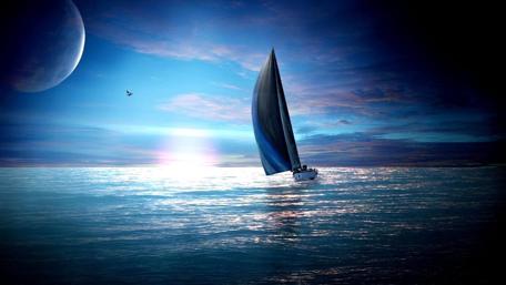 Sailboat Under the Moonlight Serenity wallpaper