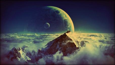 Majestic Mountain Under Alien Skies wallpaper