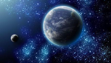 Majestic Earth against Starry Cosmos wallpaper