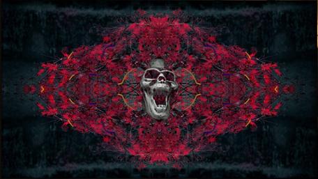 Wicked Red Skull Patterns wallpaper