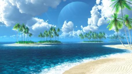 Island Paradise Under a Blue Moon wallpaper