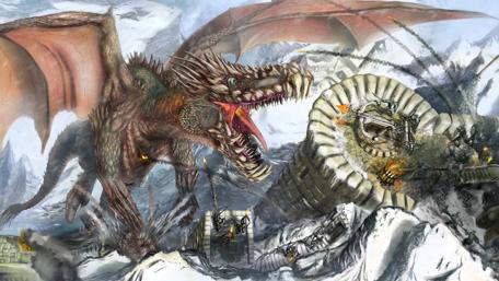 Majestic Dragon Unleashed in Epic Battle Scene wallpaper
