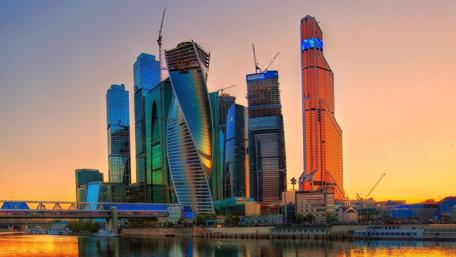 Vibrant City Skyline at Sunrise wallpaper
