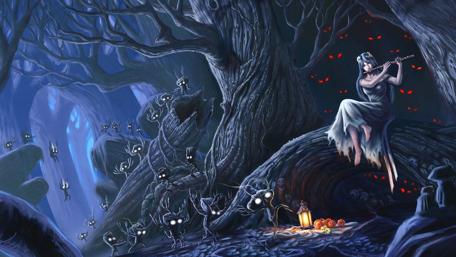 Mystical Melodies Under the Enchanted Trees wallpaper
