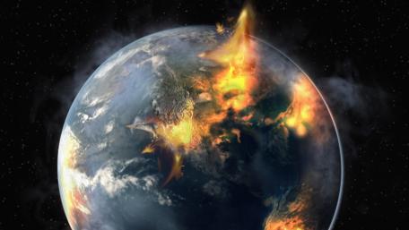 Fiery Transformation of Earth in Space Scene wallpaper