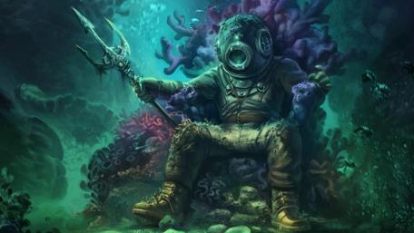 Mystical Diver's Realm Beneath the Waves wallpaper