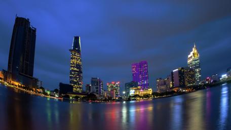 Vibrant Nightscape of Ho Chi Minh City wallpaper