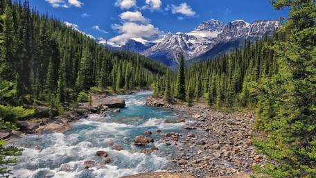 Serene Mountain River Landscape wallpaper