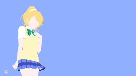 Anime Girl Silhouette on Soft Blue Background wallpaper
