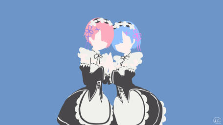 Twin Maids of Re:Zero in Silhouette wallpaper