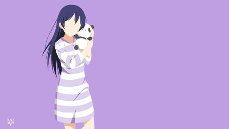 Umi Sonoda Cuddling a Panda Plushie wallpaper
