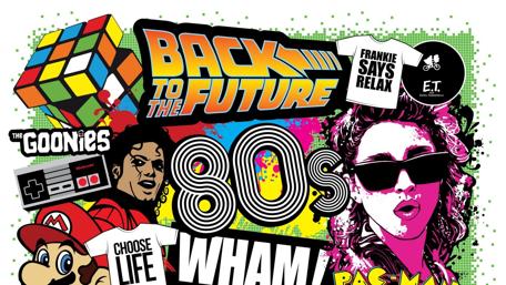 Vibrant 80s Music and Culture Montage wallpaper