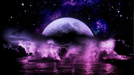 Mystical Purple Moonlit Sky wallpaper