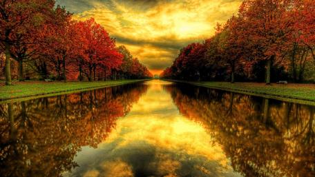 Autumnal Reflections in the Everlasting River wallpaper