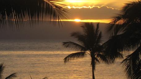Tropical Sunset Over the Ocean in Hawaii wallpaper