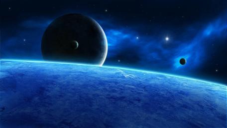 Mystical Blue Galaxy Landscape wallpaper