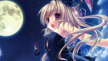 Starry Night and the Enchanted Anime Maiden wallpaper
