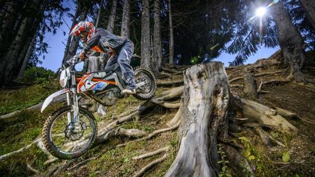 Thrilling Forest Motocross Adventure wallpaper