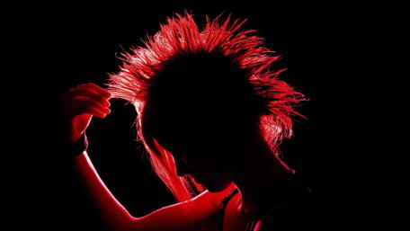 Electric Punk Vibe in Silhouette Rock Art wallpaper