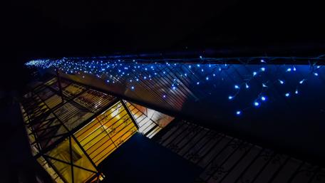 Illuminated Evenings with Soft Blue Lights wallpaper