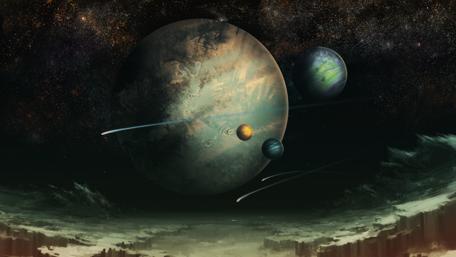 Celestial Harmony in the Night Sky wallpaper