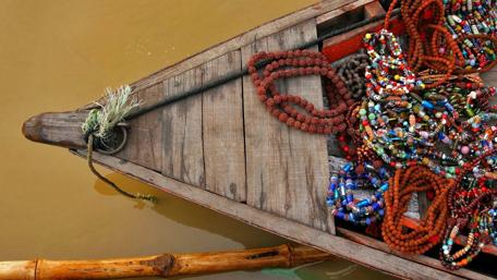 Colorful Traditions on a Waterway Boat wallpaper