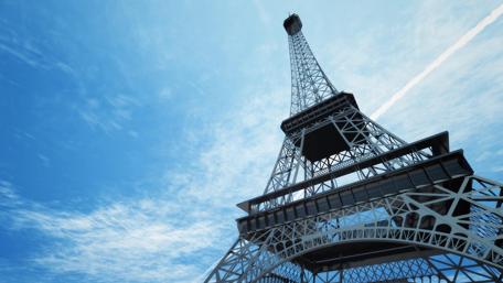 Eiffel Tower Against a Blue Sky wallpaper