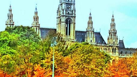 Autumn View of a Majestic City Hall wallpaper