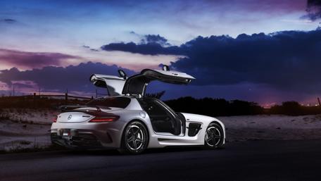 Mercedes Dream Ride Illuminated by Sunset wallpaper