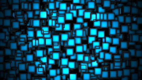 Illuminated Blue Cubes in Abstract Design wallpaper