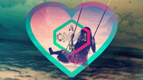 Romantic Swing in a Dreamy Heart Landscape wallpaper
