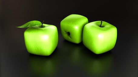 Fresh and Crisp Green Apples on a Dark Background wallpaper