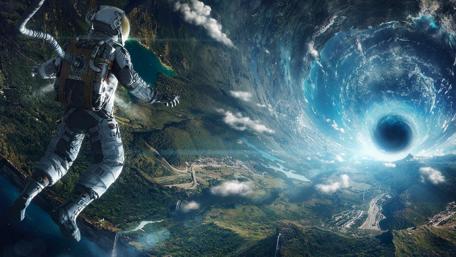 Astronaut Facing the Cosmic Abyss wallpaper
