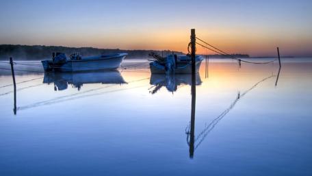 Serene Morning on the Waterway wallpaper