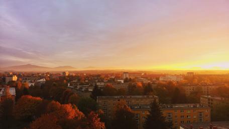 Autumn Sunset Over Havirov Cityscape wallpaper