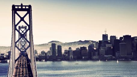 Majestic City Skyline and Bridge View wallpaper