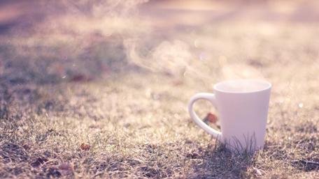 Warm Coffee in a Frosty Landscape Happy Moments of Minimalism wallpaper