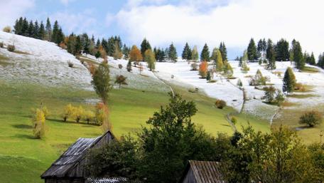 Serene Mountain Landscape in Autumn Colors wallpaper