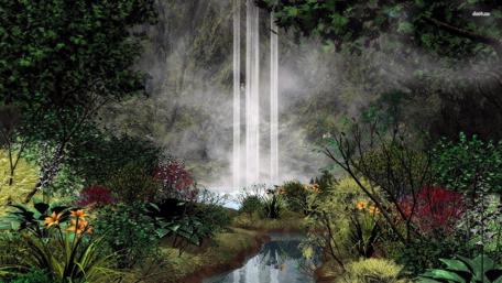 Enchanted Waterfall Serenity wallpaper