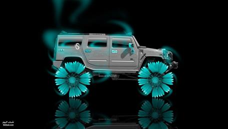 Stylish Hummer with Floral Accents and Glow Effect wallpaper
