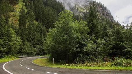 Serpentine Road Through Lush Vorarlberg Forests wallpaper