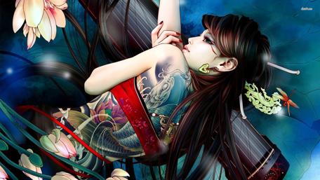 Mystical Beauty Amidst Blooming Lilies wallpaper